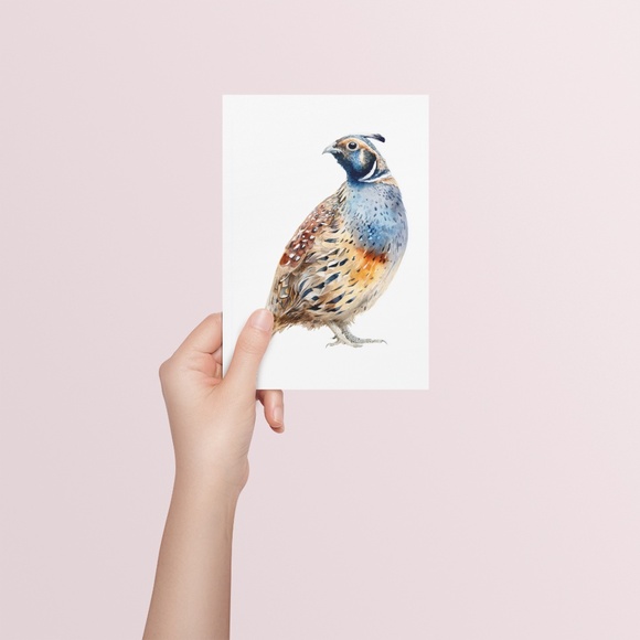 Watercolor Quail Wall Art Print, Unframed - Vibrant Nature-Inspired Home Decor - Picture 5 of 6